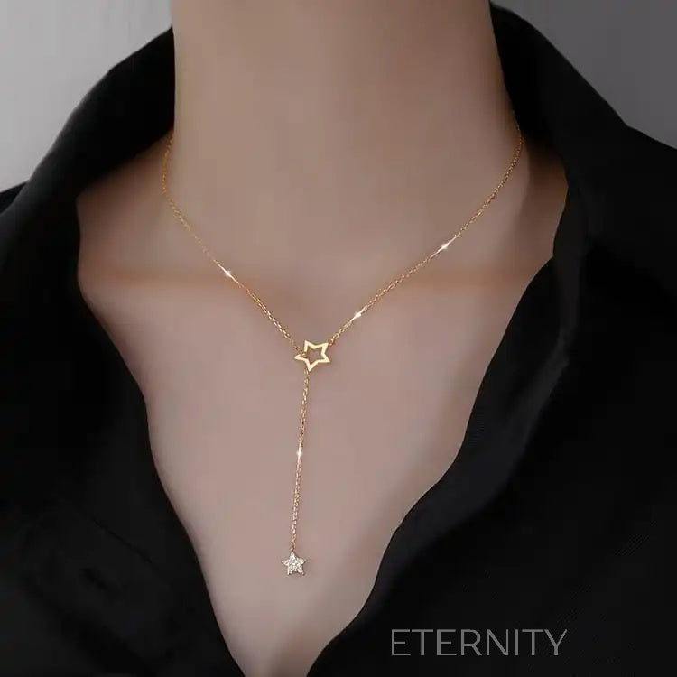 Collar Cosmic Star Minimalista  Cadenas Dorado Unica Acero Inoxidable  ETERNITY
