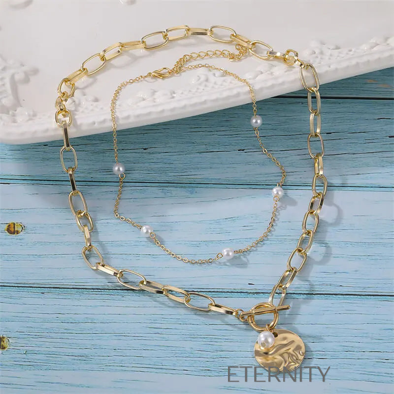 Collares dorados con perlas – diseño elegante y moderno Cadenas Dorado Unica Acero Inoxidable  ETERNITY