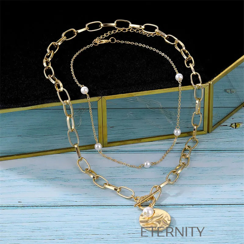 Collares dorados con perlas – diseño elegante y moderno Cadenas Dorado Unica Acero Inoxidable  ETERNITY