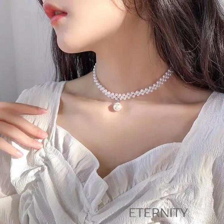 Choker Graceful Pearl Tejido con Dije de Perla  Cadenas Perla Unica Acero Inoxidable  ETERNITY