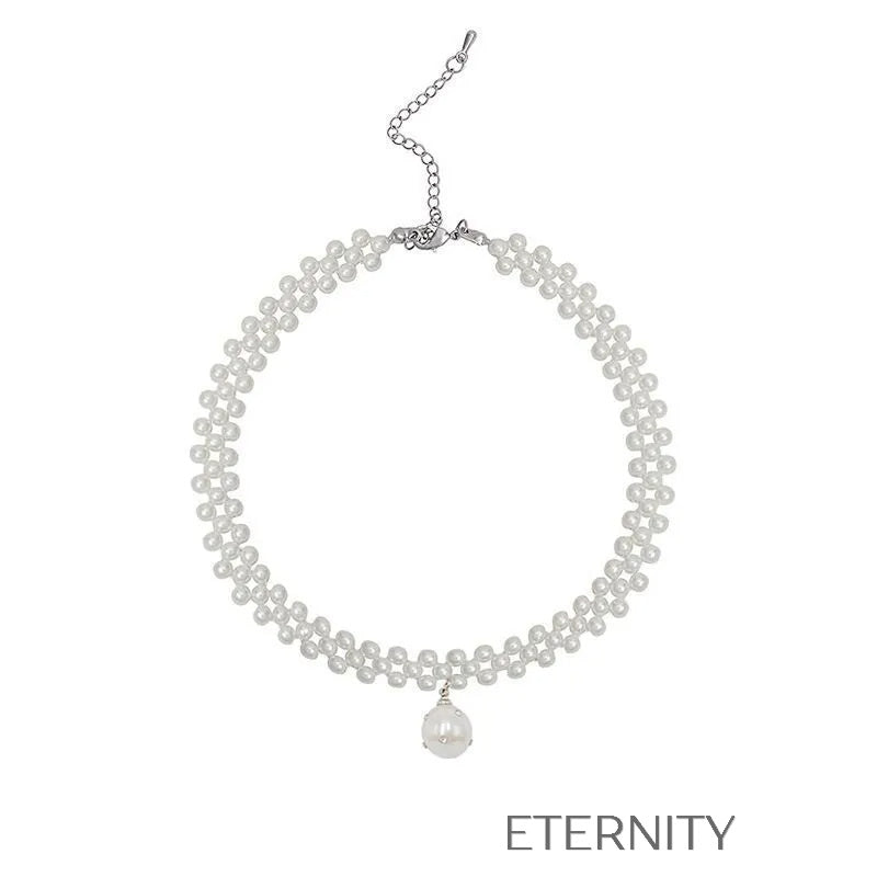 Choker Graceful Pearl Tejido con Dije de Perla  Cadenas Perla Unica Acero Inoxidable  ETERNITY