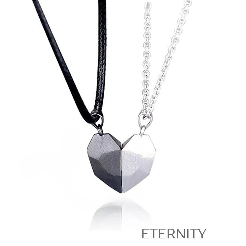 Set de Collares Eternal Bond Magnéticos  Cadenas Plateado Unica Acero Inoxidable  ETERNITY