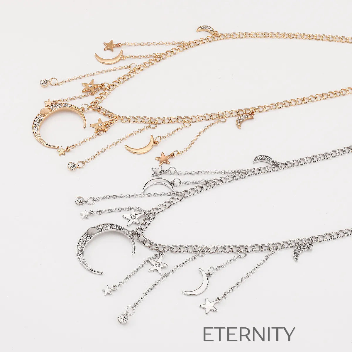 Cadena de Cintura Celestial Moon con Dijes de Luna y Estrellas en Oro y Plata  Cadenas Dorado Unica Acero Inoxidable  ETERNITY
