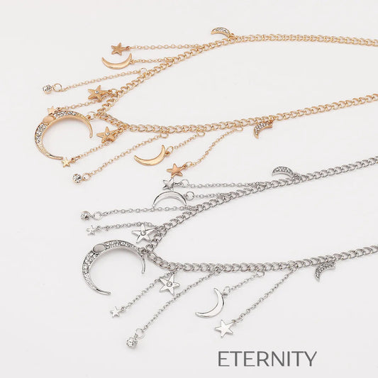 Cadena de Cintura Celestial Moon con Dijes de Luna y Estrellas en Oro y Plata  Cadenas Dorado Unica Acero Inoxidable  ETERNITY