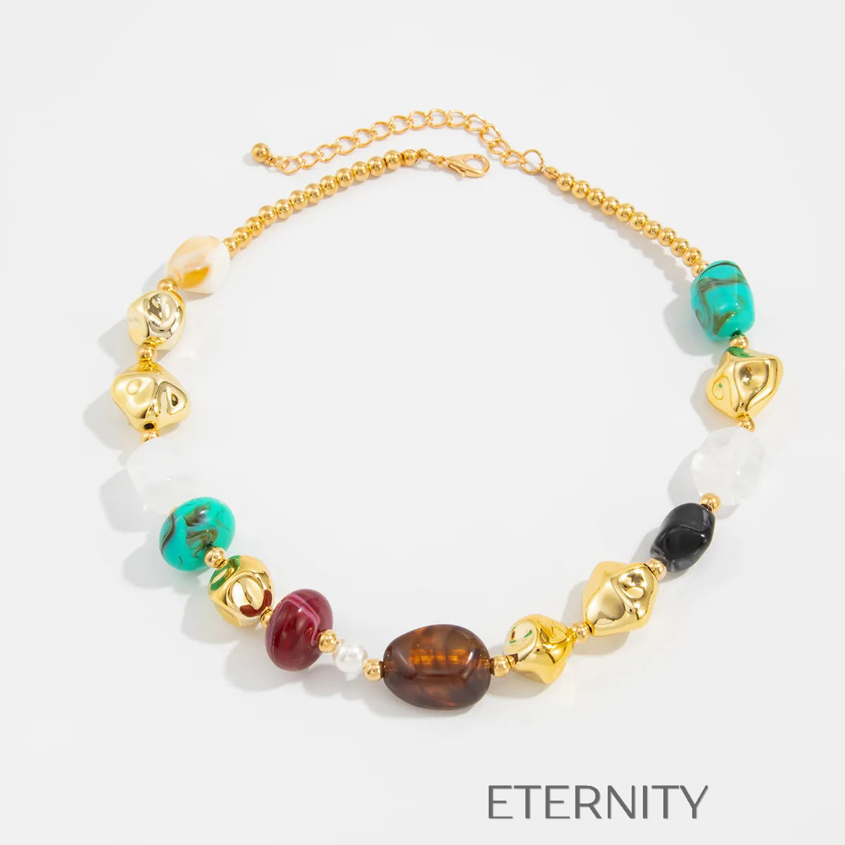 Collar Artisan Stones Multiformas  Cadenas Dorado 42cm Acero Inoxidable  ETERNITY