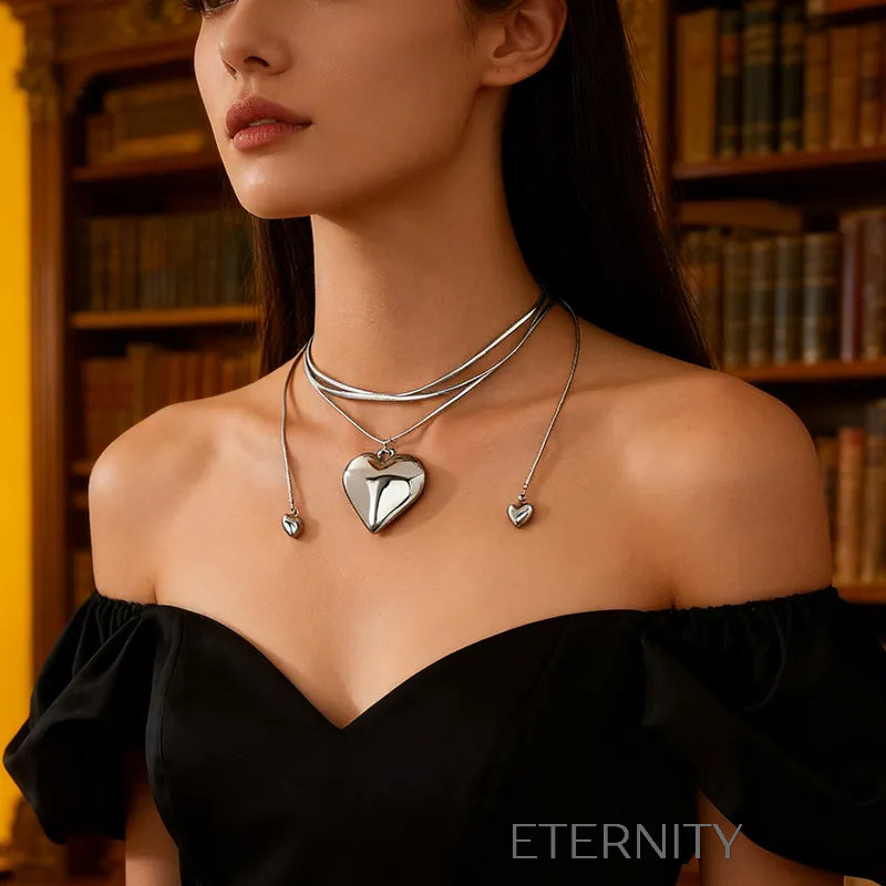 Collar Serenity Heart Layered  Cadenas Dorado Unica Acero Inoxidable  ETERNITY