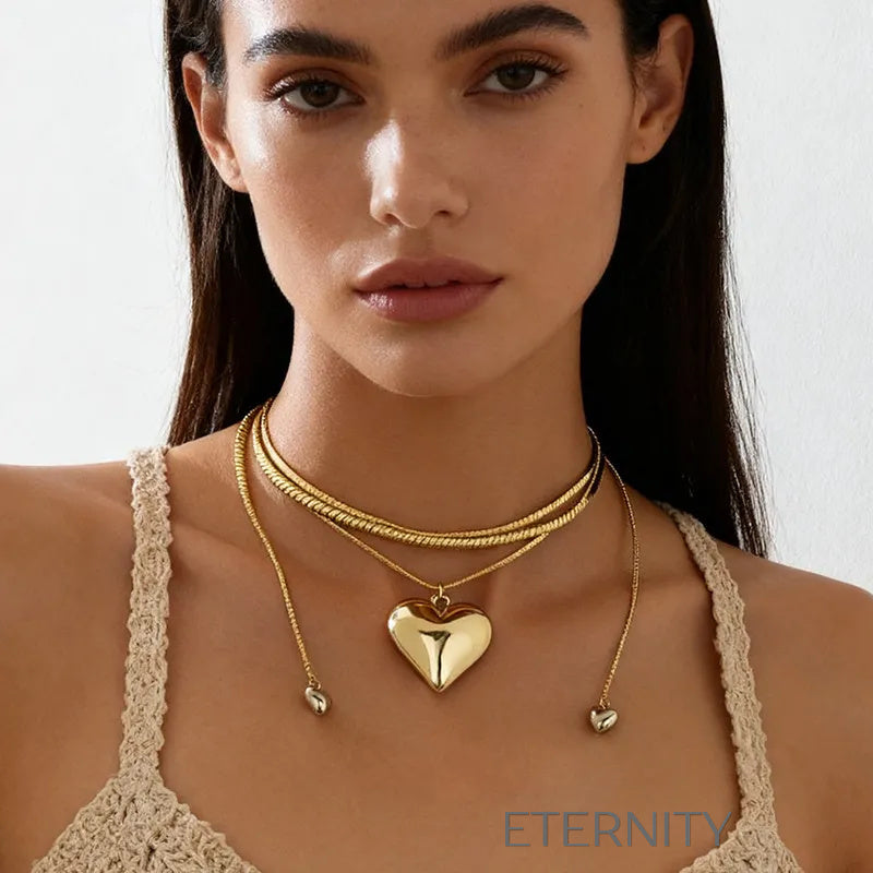 Collar Serenity Heart Layered  Cadenas Dorado Unica Acero Inoxidable  ETERNITY