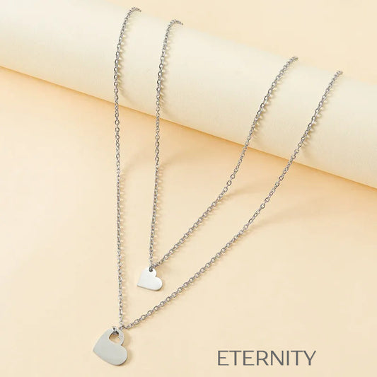 Set de Collares Forever Connected Madre e Hija  Cadenas Plateado Unica Acero Inoxidable  ETERNITY