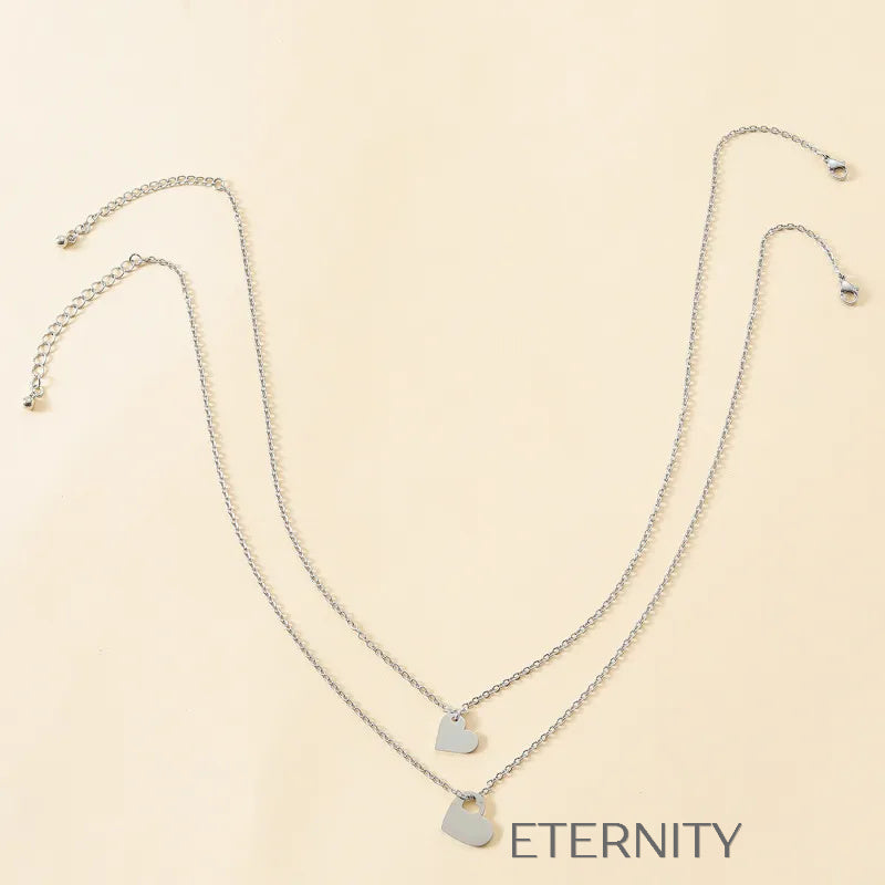 Set de Collares Forever Connected Madre e Hija  Cadenas Plateado Unica Acero Inoxidable  ETERNITY