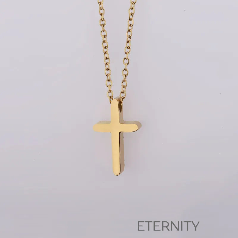 Collar Faith Cross Minimalista  Cadenas Dorado Unica Acero Inoxidable  ETERNITY