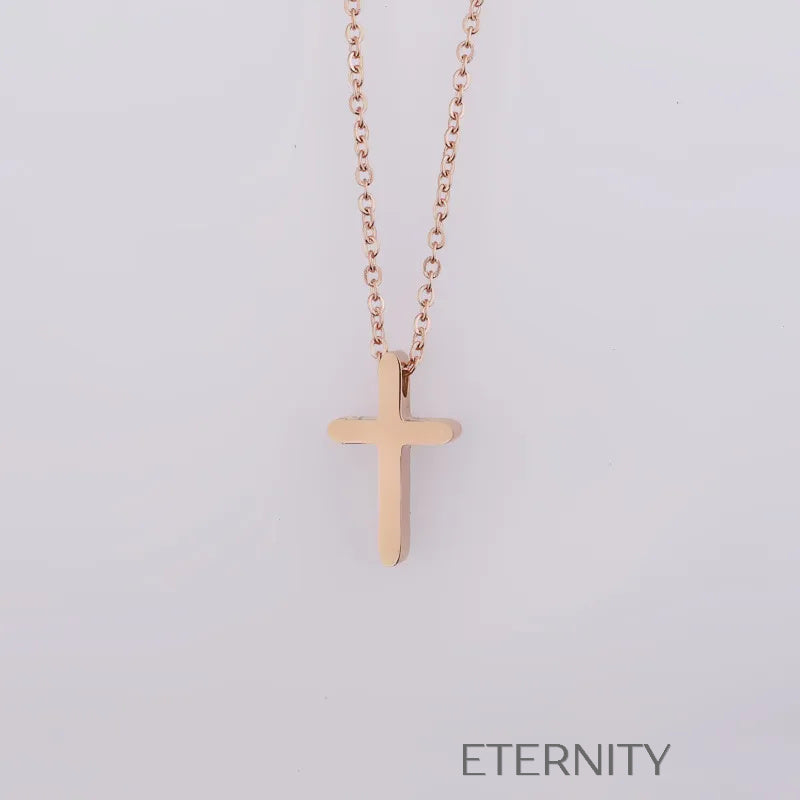 Collar Faith Cross Minimalista  Cadenas Dorado Unica Acero Inoxidable  ETERNITY