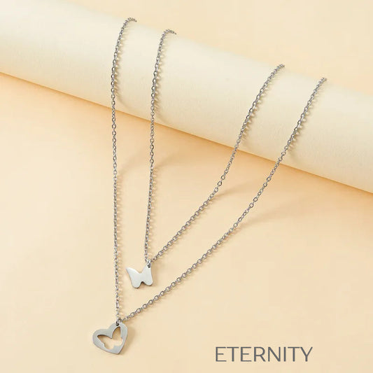 Zarcillos Nacre Duet Bicolor  Cadenas Plateado Unica Acero Inoxidable  ETERNITY