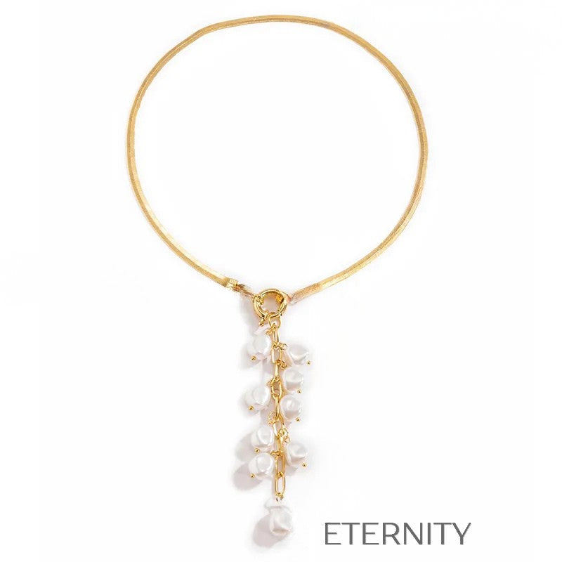 Collar Baroque Cascade Perlas  Cadenas Dorado Unica Acero Inoxidable  ETERNITY