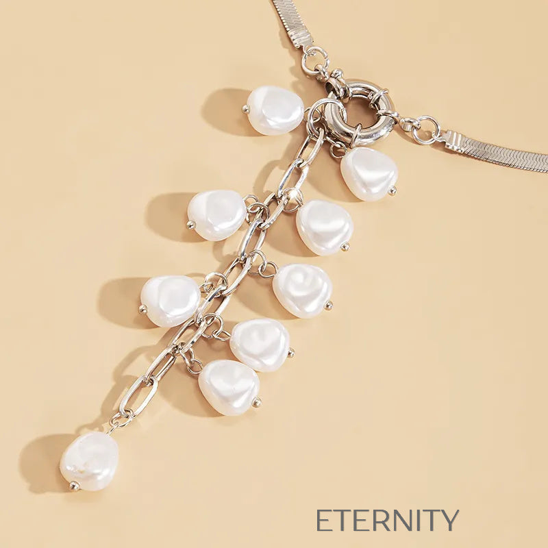 Collar Baroque Cascade Perlas  Cadenas Dorado Unica Acero Inoxidable  ETERNITY