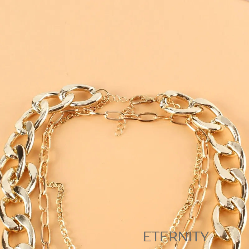 Set de Collares de Cadena Gruesa y Dije de Candado  Cadenas Dorado Unica Acero Inoxidable  ETERNITY