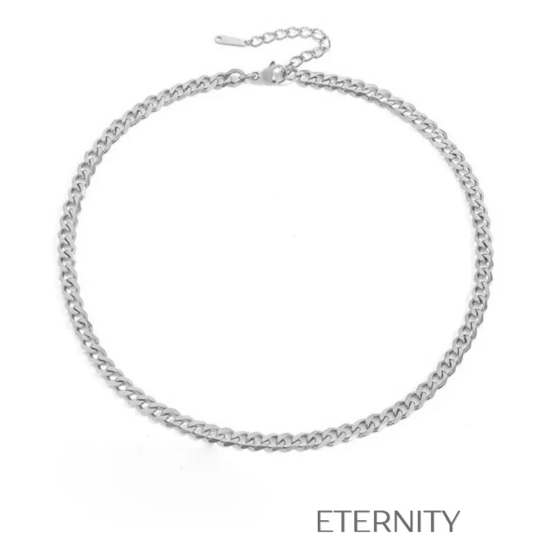 Collar de Cadena de Eslabones Cubanos en Oro  Cadenas Dorado 42cm Acero Inoxidable  ETERNITY
