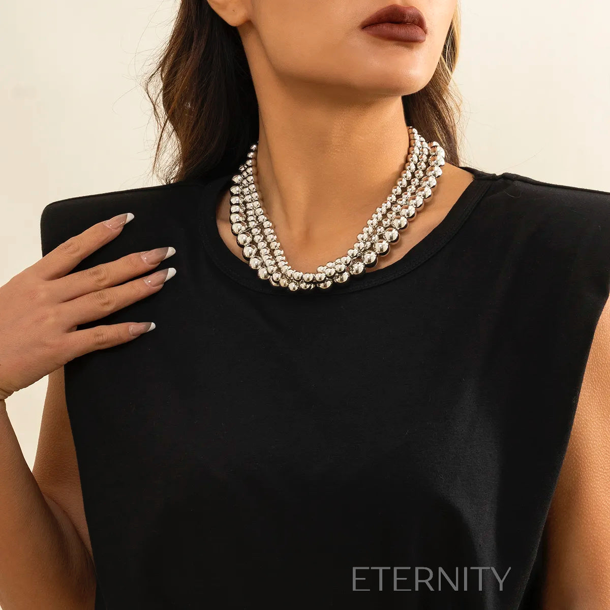 Collar Golden Sphere Multicapa  Cadenas Dorado Unica Acero Inoxidable  ETERNITY
