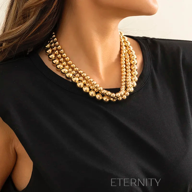 Collar Golden Sphere Multicapa  Cadenas Dorado Unica Acero Inoxidable  ETERNITY