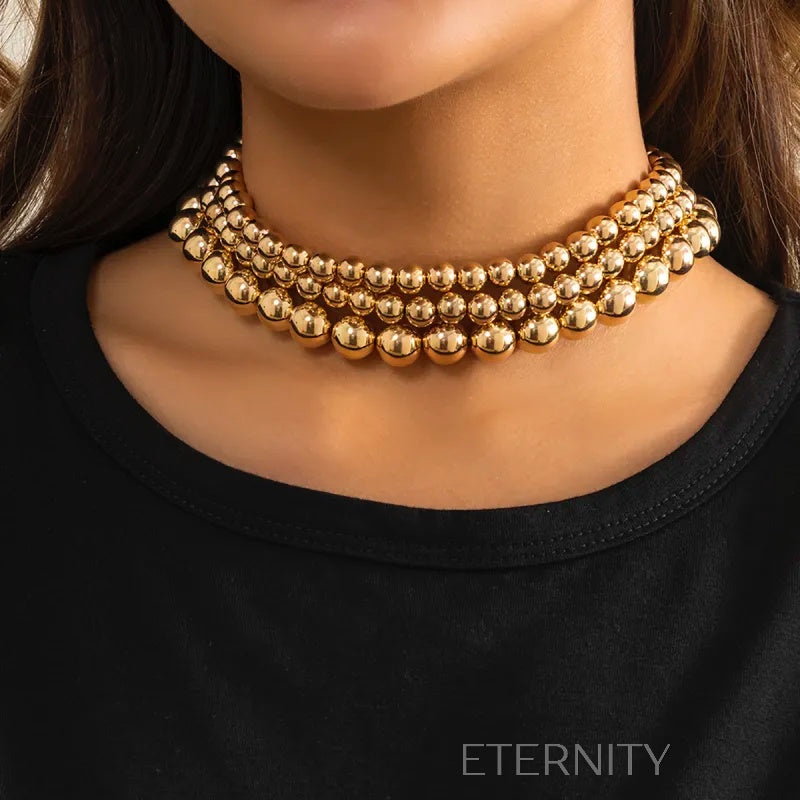 Collar Golden Sphere Multicapa  Cadenas Dorado Unica Acero Inoxidable  ETERNITY