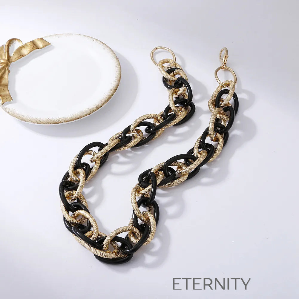 Collares de Eslabones Gruesos Texturizados y Lisos  Cadenas Dorado Unica Acero Inoxidable  ETERNITY