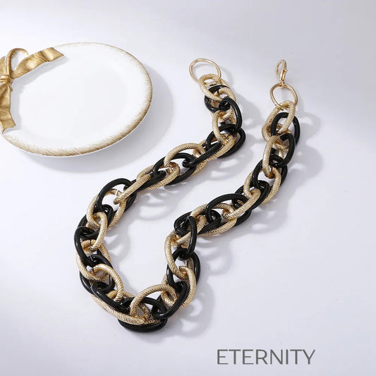 Collares de Eslabones Gruesos Texturizados y Lisos  Cadenas Dorado Unica Acero Inoxidable  ETERNITY