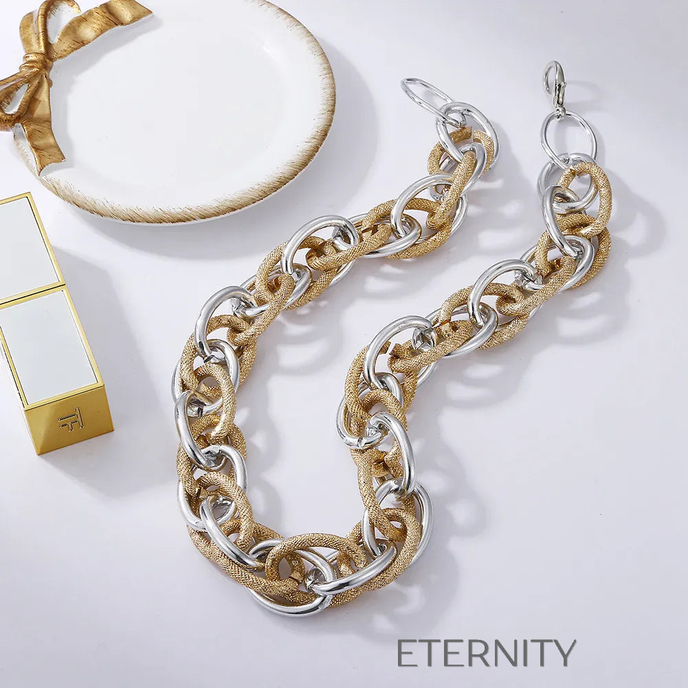 Collares de Eslabones Gruesos Texturizados y Lisos  Cadenas Dorado Unica Acero Inoxidable  ETERNITY