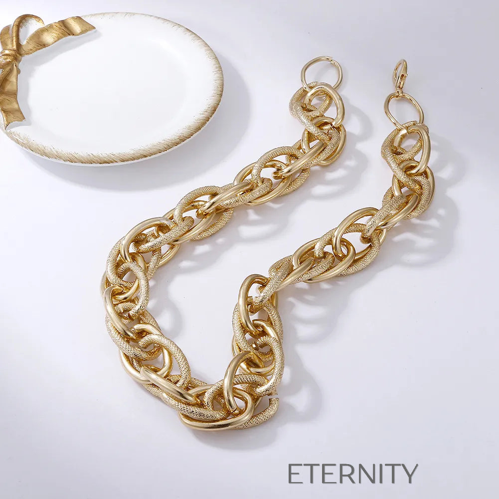 Collares de Eslabones Gruesos Texturizados y Lisos  Cadenas Dorado Unica Acero Inoxidable  ETERNITY