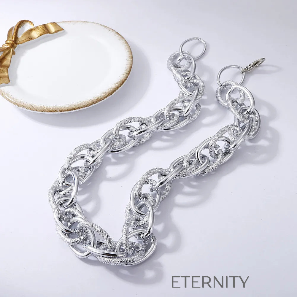 Collares de Eslabones Gruesos Texturizados y Lisos  Cadenas Dorado Unica Acero Inoxidable  ETERNITY
