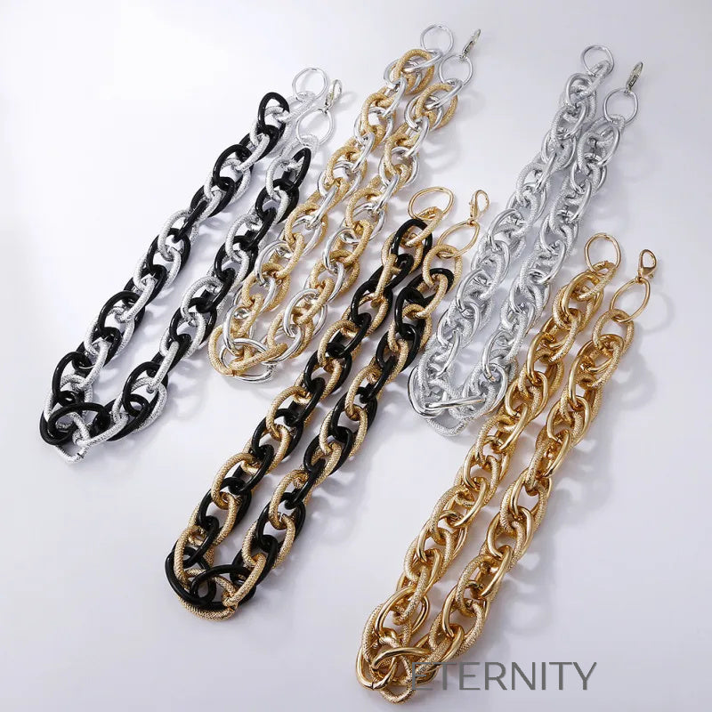 Collares de Eslabones Gruesos Texturizados y Lisos  Cadenas Dorado Unica Acero Inoxidable  ETERNITY