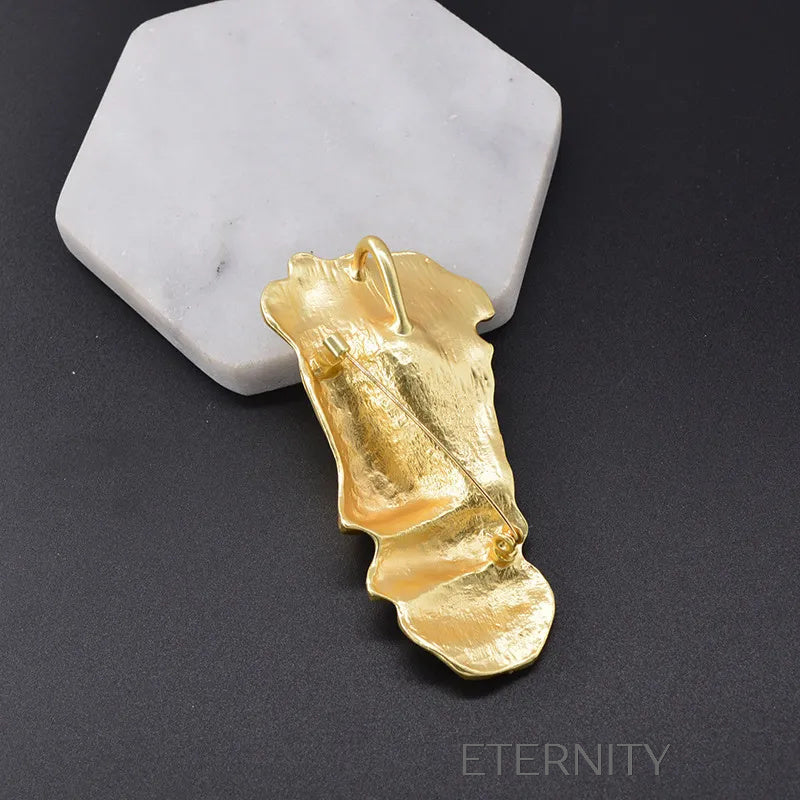 Collar dorado con dije de rostro artístico y cadena gruesa Cadenas Dorado Unica Acero Inoxidable  ETERNITY
