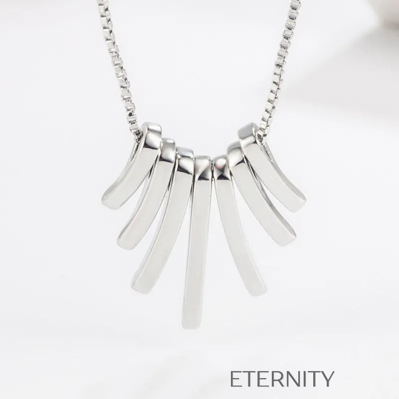 Collar Stellar Fan de Barras Radiantes  Cadenas Plateado Unica Acero Inoxidable  ETERNITY