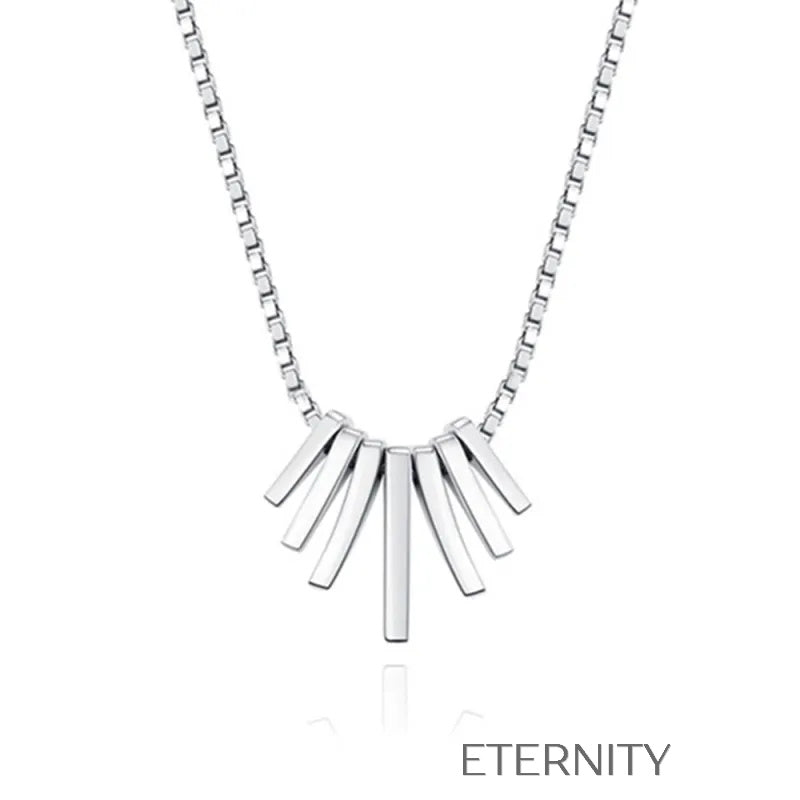 Collar Stellar Fan de Barras Radiantes  Cadenas Plateado Unica Acero Inoxidable  ETERNITY