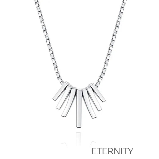 Collar Stellar Fan de Barras Radiantes  Cadenas Plateado Unica Acero Inoxidable  ETERNITY