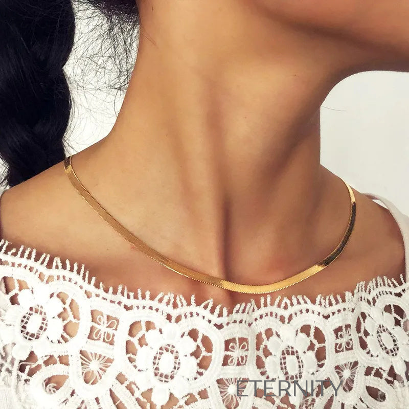 Collar Choker Liquid Metal con Tejido de Serpiente Plano Gold & Silver  Cadenas Dorado Unica Acero Inoxidable  ETERNITY