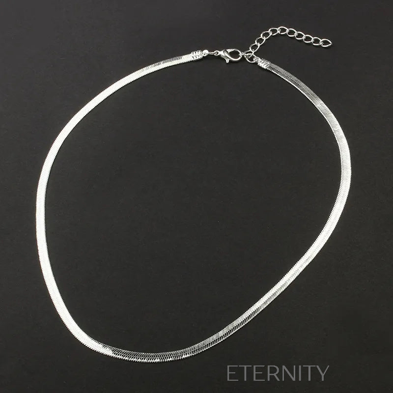 Collar Choker Liquid Metal con Tejido de Serpiente Plano Gold & Silver  Cadenas Dorado Unica Acero Inoxidable  ETERNITY