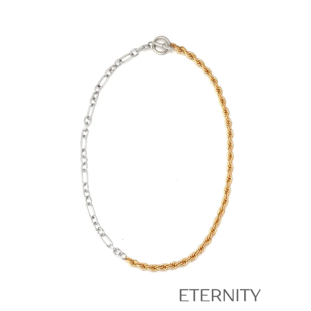 Collar de Eslabones Mixtos Duo Tone Statement en Oro y Plata  Cadenas Dorado Unica Acero Inoxidable  ETERNITY