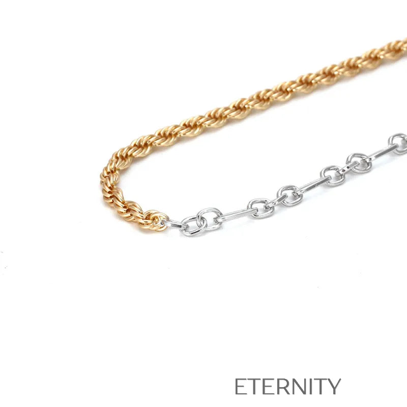 Collar de Eslabones Mixtos Duo Tone Statement en Oro y Plata  Cadenas Dorado Unica Acero Inoxidable  ETERNITY