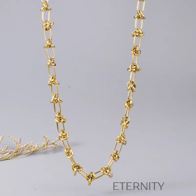 Collar Nautical Knot de Eslabones Anudados  Cadenas Dorado 47cm Acero Inoxidable  ETERNITY