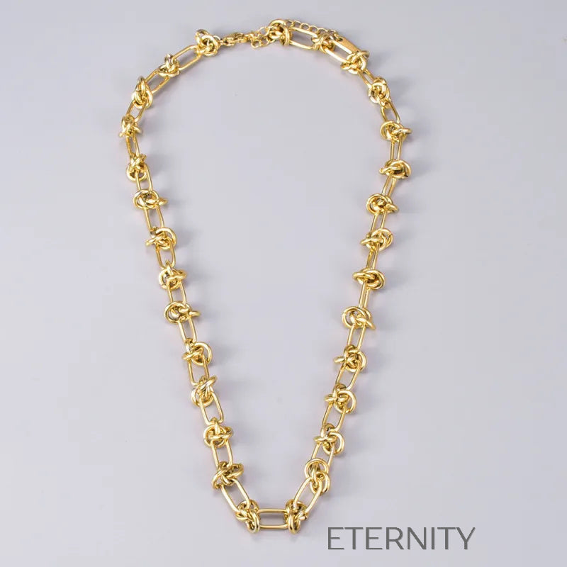 Collar Nautical Knot de Eslabones Anudados  Cadenas Dorado 47cm Acero Inoxidable  ETERNITY