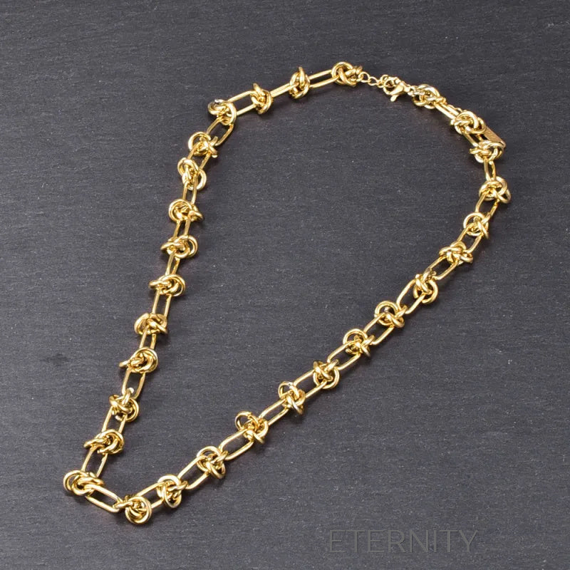 Collar Nautical Knot de Eslabones Anudados  Cadenas Dorado 47cm Acero Inoxidable  ETERNITY