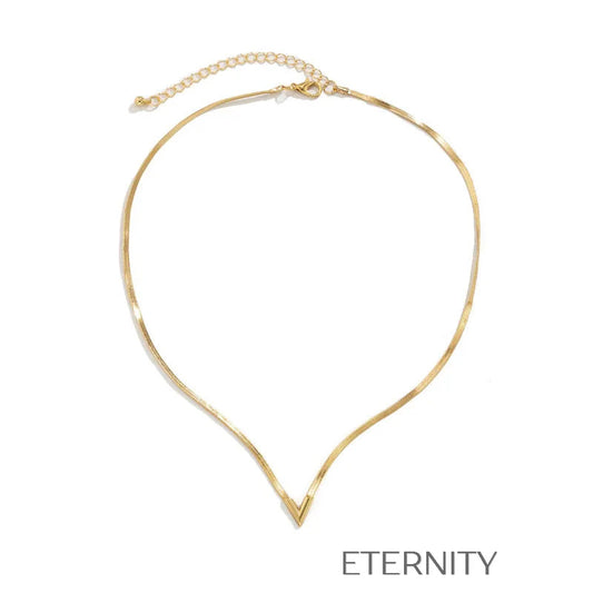 Collar V Necklace de Cadena de Serpiente con Dije en Punta en Oro y Plata  Cadenas Dorado Unica Acero Inoxidable  ETERNITY