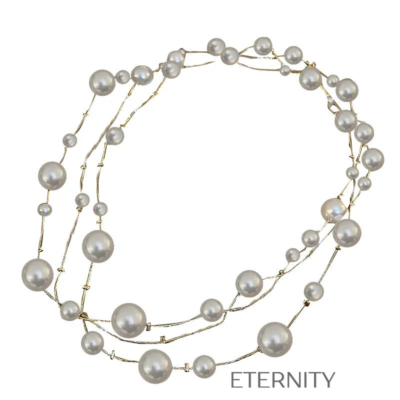 Collar Crystal Sparkle Corazón  Cadenas Perla Unica Acero Inoxidable  ETERNITY