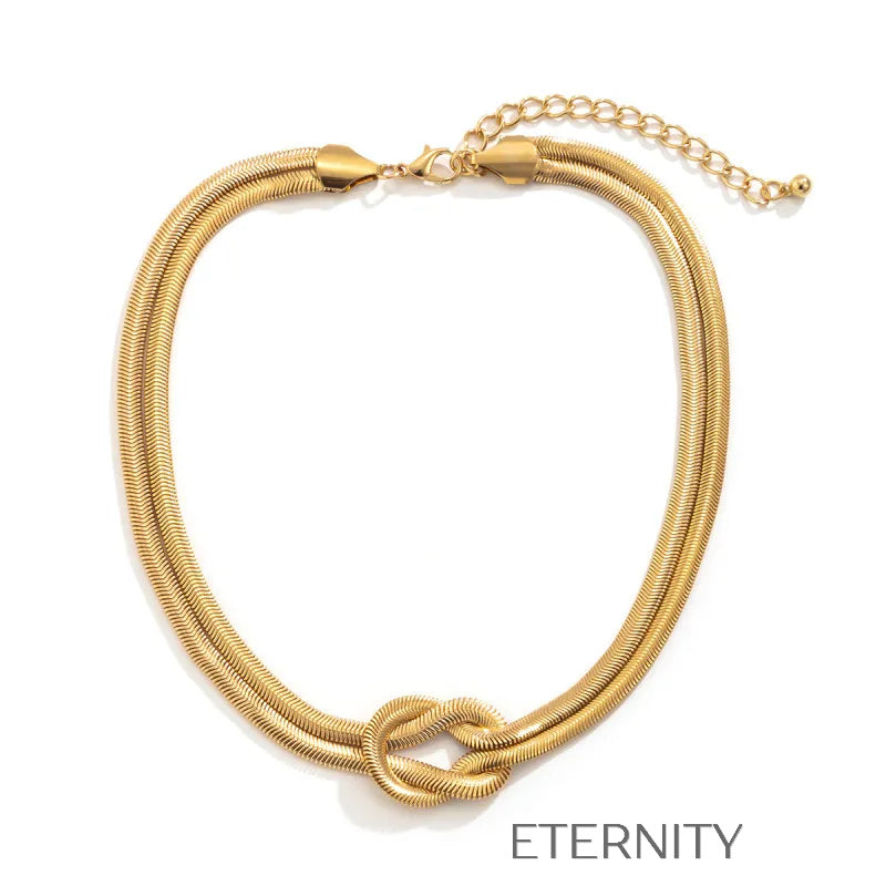 Collar Infinite Bond de Plata y Oro  Cadenas Dorado Unica Acero Inoxidable  ETERNITY