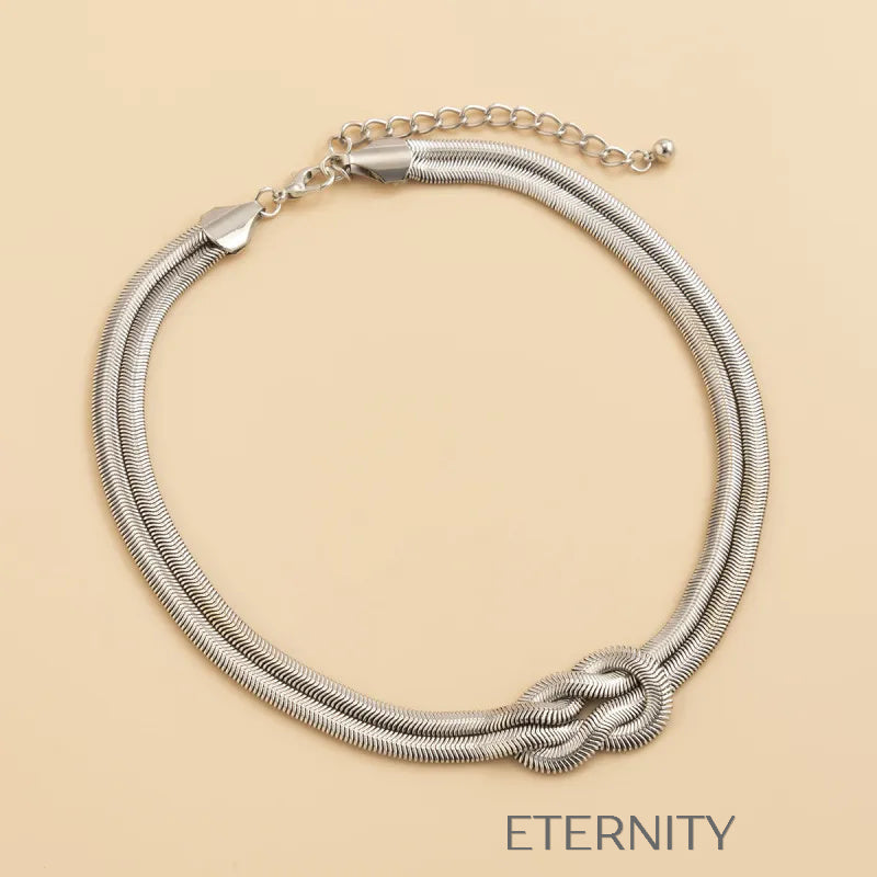 Collar Infinite Bond de Plata y Oro  Cadenas Dorado Unica Acero Inoxidable  ETERNITY