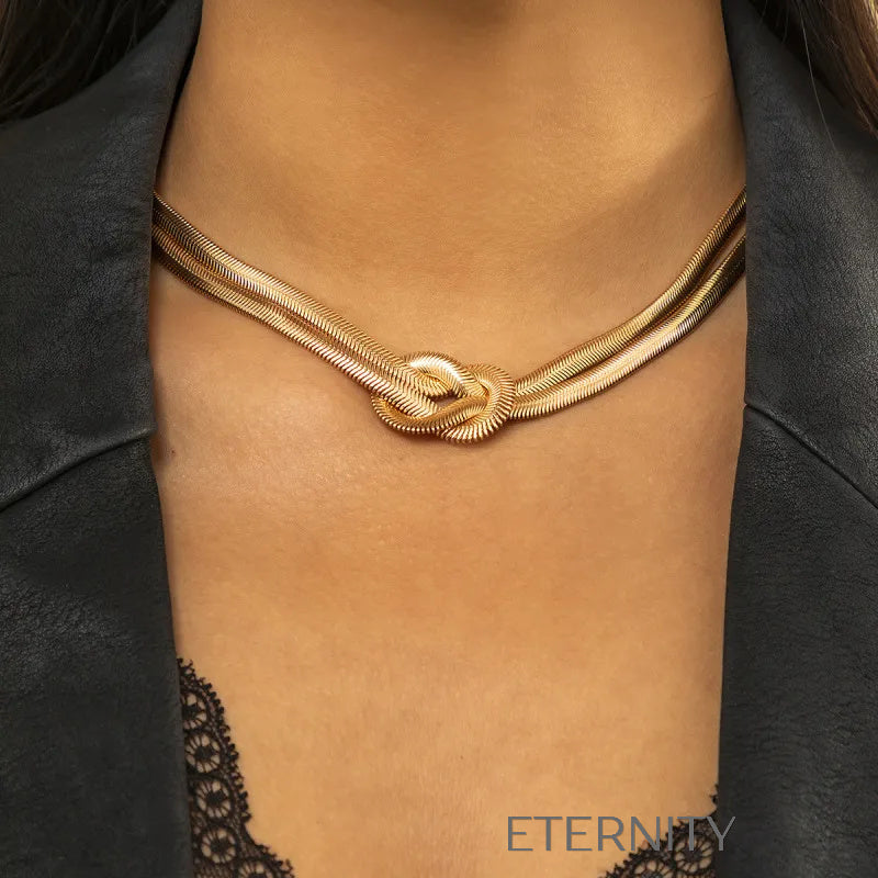 Collar Infinite Bond de Plata y Oro  Cadenas Dorado Unica Acero Inoxidable  ETERNITY