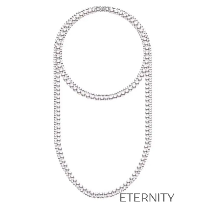 Collar de Perlas Opera Length Multicapa  Cadenas Perla Unica Acero Inoxidable  ETERNITY