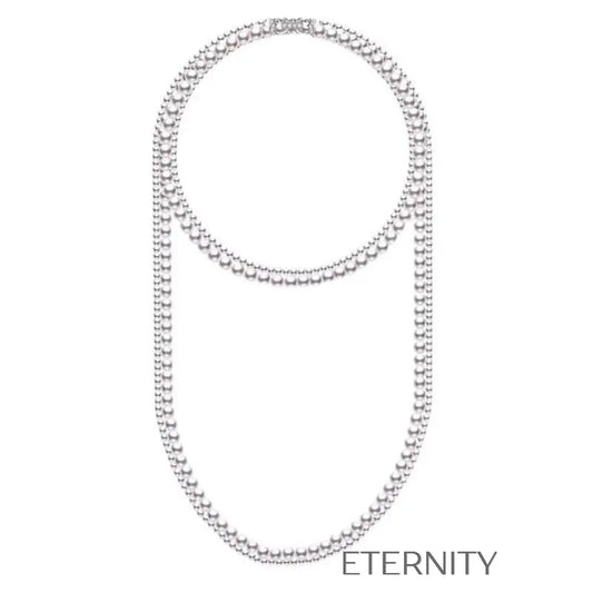 Collar de Perlas Opera Length Multicapa  Cadenas Perla Unica Acero Inoxidable  ETERNITY