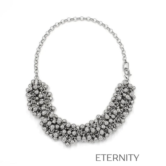 Collar Silver Cluster de Múltiples Cuentas en Plata  Cadenas Plateado Unica Acero Inoxidable  ETERNITY