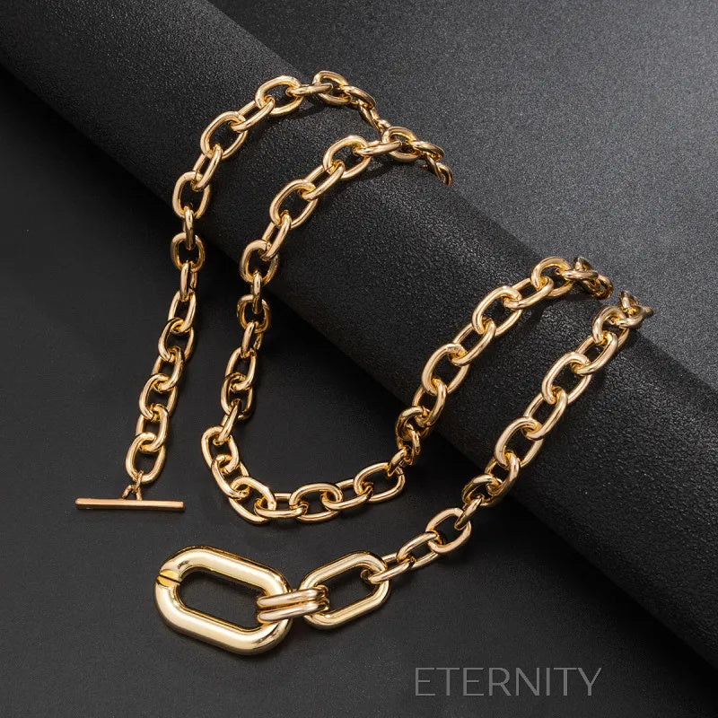 Collar Eslabones Bold  Cadenas Dorado Unica Acero Inoxidable  ETERNITY