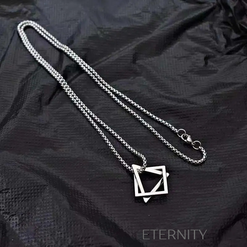 Collar Geometric Duo Minimalista  Cadenas Negro Unica Acero Inoxidable  ETERNITY